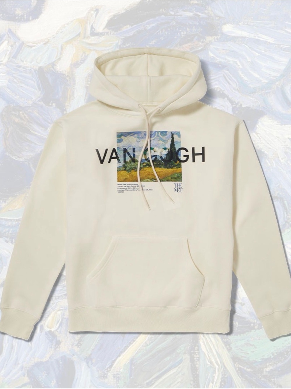 Van Gogh Cream Pullover Hoodie with Art Print